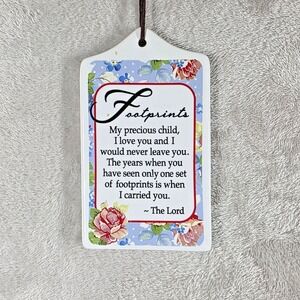 Vintage Footprints The Lord Ceramic Plaque Wall Hanghing Ornament Decor